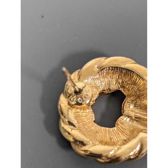 Vintage Monet Gold Tone Door Knocker Style Round Classic Pierced Earrings - Picture 6 of 7